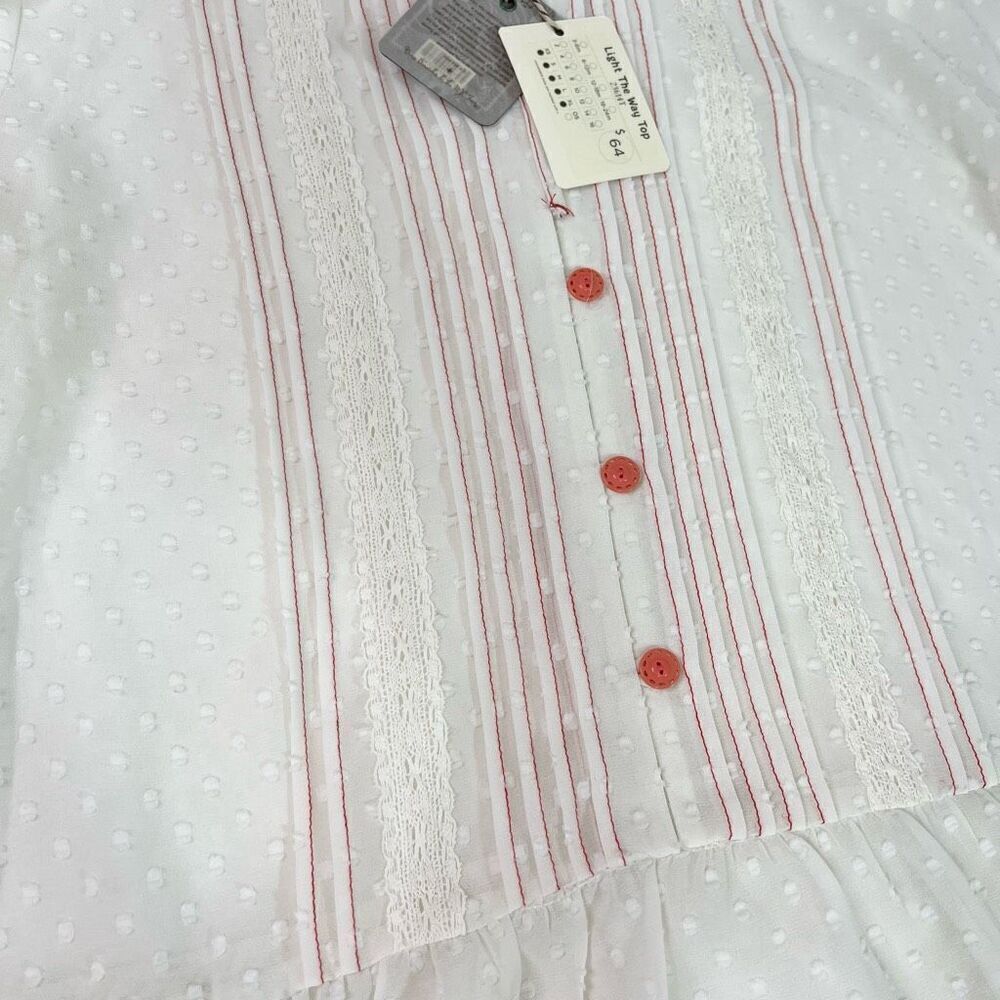 Matilda‎ Jane Top Womens Medium White Swiss Dot Lace NWT peasant country - Picture 2 of 12